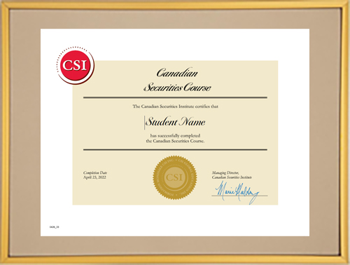 Distinctive Frames For Your CSI Certificates Canadian Securities 